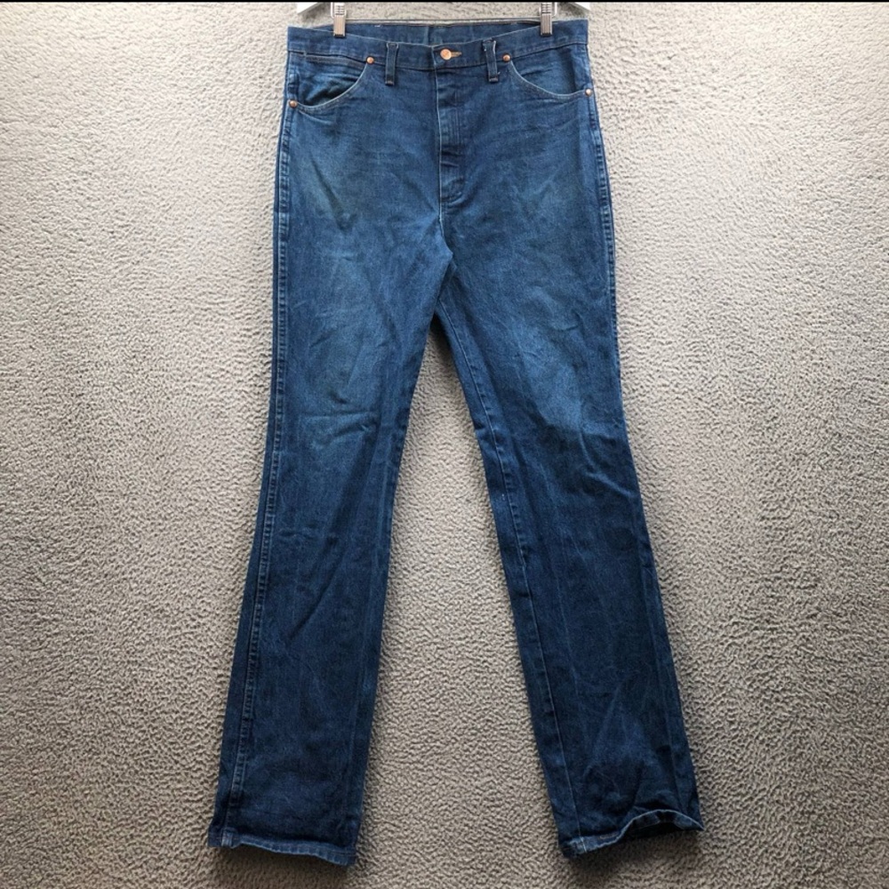 Vintage Wrangler Men's Deep Blue Straight Jeans